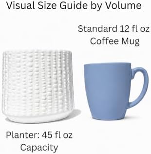 Ceramic Planter Pot with Drainage Hole, 5 Inch Dia, Indoor and Outdoor, Home Patio Garden, Plants&Flowers, Textured Round (White) - Image 3