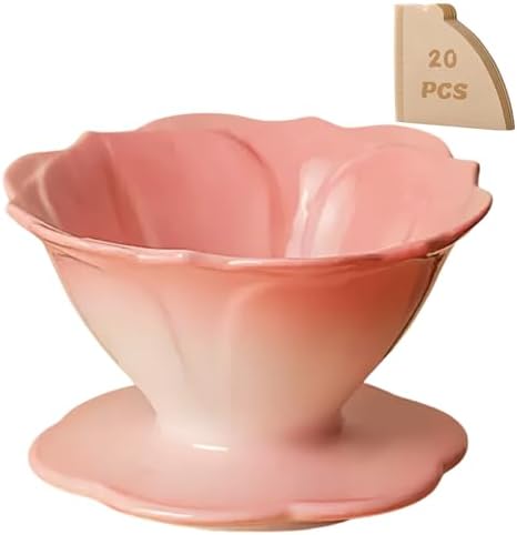 Ceramic Pour Over Coffee Dripper Flower Shape V01 with 20 Filters by Unknown