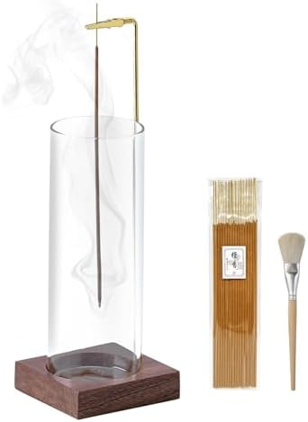 Ceremony Incense Holder, Wooden Incense Holder for Sticks with Glass Ash Catcher, Anti-ash Incense Burner with 20 Incense Sticks and a Ash Brush for Meditation Yoga Spa Room Decor by LifeNeedsAlittleofCeremony