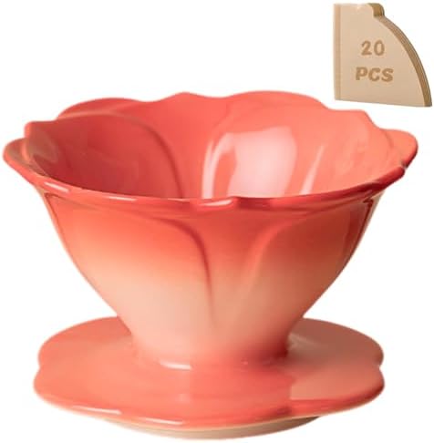 Ceramic Pour Over Coffee Dripper Flower Shape V01 with 20 Filters by Unknown