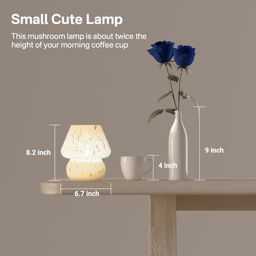 Dawnwake Mushroom Lamp Table Lamp for Bedroom,Small Desk Bedside Lamps for Living Room,Mushroom Decor Cute Mini Modern Mid Century Lamps for Night Stands (Flame White) - Image 5
