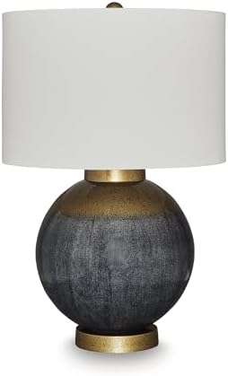 Signature Design by Ashley Table Lamp, Retro Blue with Gold Base - Image 4