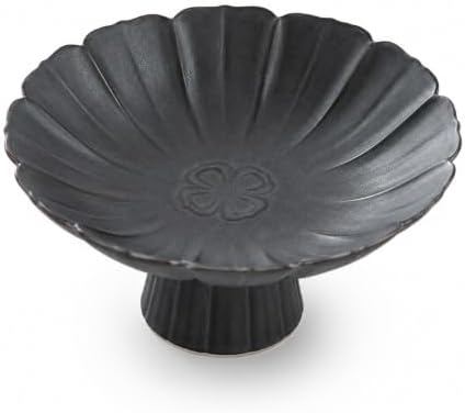 Ceramic Jewelry Dish Tray, Matte Black Lotus Ring Holder with Pedestal Base, Trinket Dish for Rings, Earrings and Necklaces, Vanity Organizer for Dresser, Nightstand or Bathroom, Gift for Women by Unknown
