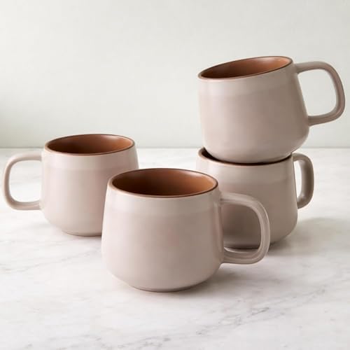 Ava Nord Small Stoneware Ceramic Coffee Mugs Set of 4-6 oz - Rose Sand by AvaNord