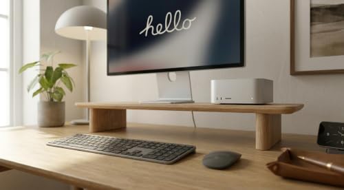 White Oak Single Monitor Stand Riser - 31.5" Wooden Monitor Stand for iMac, Laptop & Monitor, Minimalist Desk Shelf Organizer - Image 7