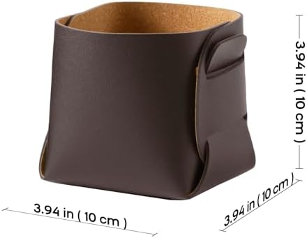 HOMIEAZICOZI 2-Pack Cork Leather Desk Accessories Storage - Pencil Pen Holder - Makeup Brush Holder Organizer - Stylish Addition to Home Decor (Coffee) - Image 3