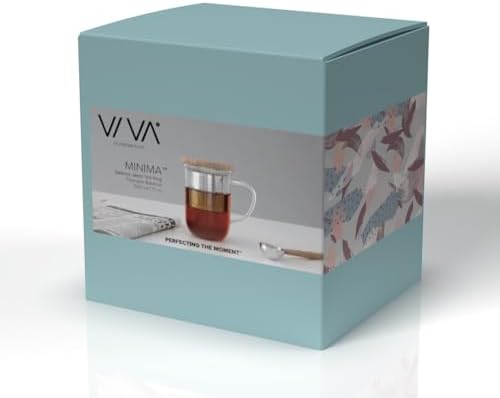 VIVA Minima Balance Glass Tea Cup with Infuser and Lid, 17oz, Clear Bamboo - Image 4