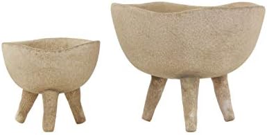 Creative Co-Op Round Terra-cotta Bowl with 3-Legs and Distressed Finish, Cream - Image 7
