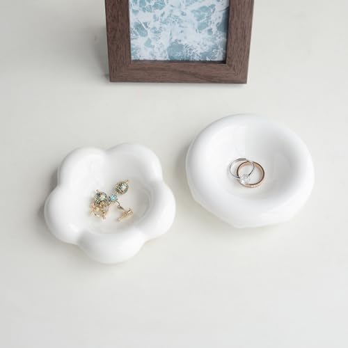 White Donut Shape Ring Dish Jewelry Tray Organizer, Ceramic Accent Tray for Vanity, Small Decorative Trinket Dish - Image 4
