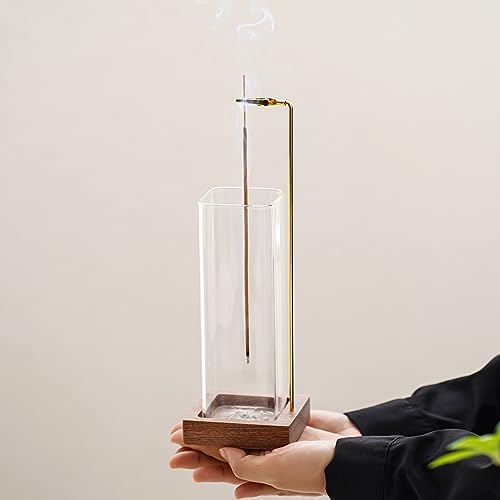 Ceremony Incense Holder，Wood Incense Holder for Sticks with Glass Ash Catcher，Incense Burner for Meditation Yoga Spa Room Decor - Image 7