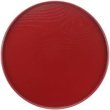 Wooden Serving Tray Round Wood Serving Tray Decorative Platter, 11.8 Inch Fit for Home Decor Kitchen Coffee Table Candle Holder, (Red) by YELARXI