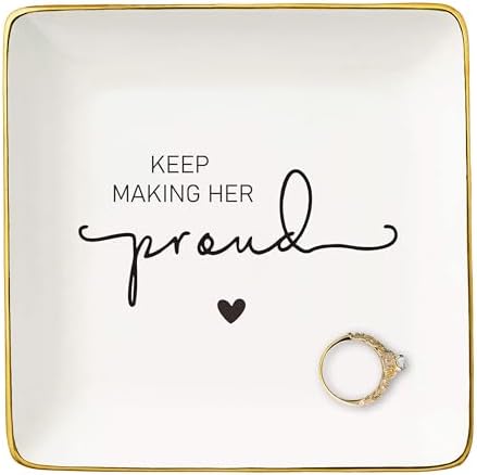 Loss of Mom-Grandma or Mom Remembrance Gift-Loss of Loved One-Anniversary of Passing-Bereavement Keepsake-Thinking of You-Memorial Present-Jewelry Tray Trinket Holder Ring Dish-Keep Making Her Proud by NZY