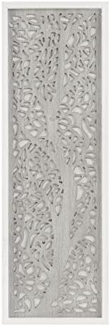 Madison Park Laurel Wall Art - Laser Cut Carved Botanical Tree Branches, Genuine Fir Wooden Framed, Rustic Finish - Modern Farmhouse Décor for Living Room, Ready to Hang Panel, 12 x 36, Natural Grey by MADISONPARK