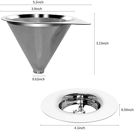 LHS Pour Over Coffee Dripper Reusable Coffee Filter Paperless Coffee Filter Stainless Steel Pour Over Coffee Maker Cone Coffee Dripper for 1-2 Cup,Silver - Image 3