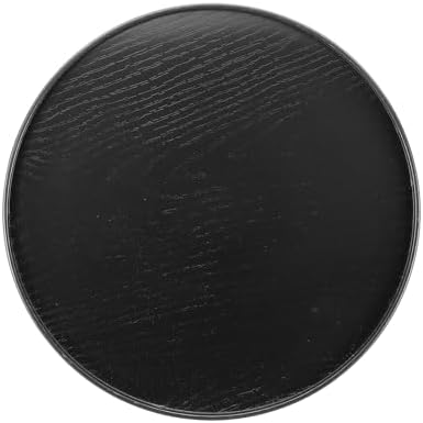 Wooden Serving Tray Round Wood Serving Tray Decorative Platter, 14.2 Inch Fit for Home Decor Kitchen Coffee Table Candle Holder, (Black) by YELARXI