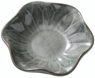 HOPESTAR Dark Gray Crackle Glaze Lotus Leaf Ceramic Trinket Dish 4.3x4.3x1.2 Inch Jewelry & Sauce Tray by HOPESTARUS