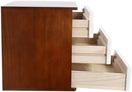 3-Tier Desktop Storage Box with Lockable Drawer, Wooden Desk Organizer for Office Supplies, Flat File Cabinet, Minimalist Design for Home & Office Use(Walnut+White) - Image 7