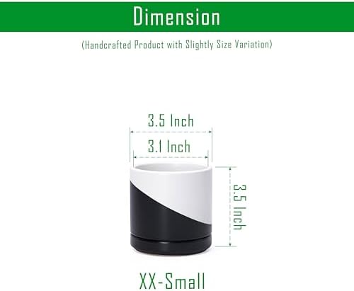 D'vine Dev 3.5 Inch Ceramic Planter Pot, Black White Diagonal, 94-O-A-K - Image 2