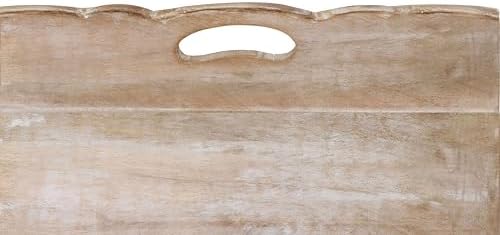 COTTON CRAFT Hand Carved Wooden Serving Tray - Breakfast Tray with Handles - Image 6