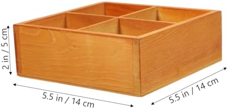 Abaodam Wooden Tray with 4 Compartments, Multi-grid Storage Box, 4 Grid Sorting Tray, Wood Organizer for Arts and Crafts Supplies Stationery, Small Items (5.51 x 5.51 x 1.96 Inch) - Image 2
