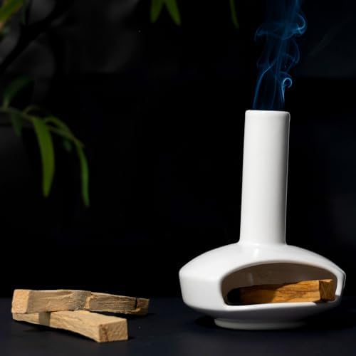 Ceramic Mini Chiminea Palo Santo Burner, Cute Cone & Stick Incense Holder - Image 2