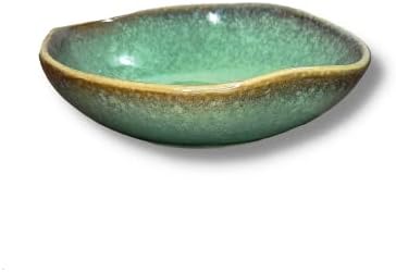 8" Green Ceramic Decorative Bowl, Reactive Glaze Stoneware by VOMANA