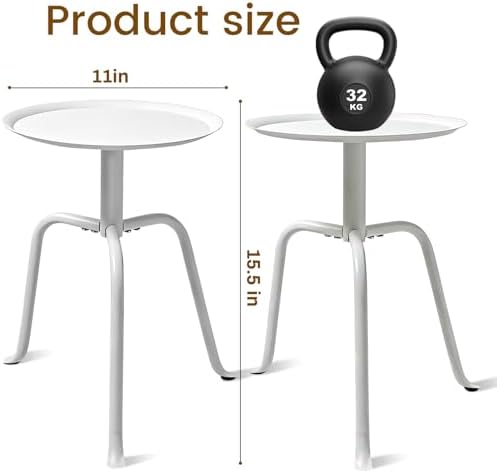 Plant Stand Indoor Outdoor, 11'' Round Black Mid Century Single Plant Table, 3-Leg Small Metal Plant Holders Flower Pot Stand, Modern Round Small Side End Table with Raised Design (White) - Image 4