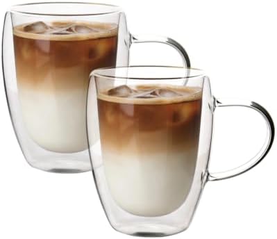 HillSpring 12oz Double Walled Glass Mugs, 2-Pack by HillSpring