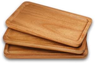 Small Wooden Tray (7.5 x 4.1 inch) 3 Pack, Rectangular Mini Tray by VSUINGO-StriveforPerfection