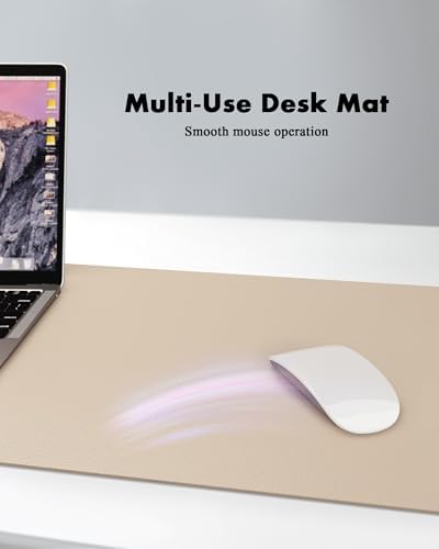 YSAGi Double-Sided Desk Pad, 31.5"x15.7" Leather Desk Mat, Eco Cork Desk Pad Protector,Large Mouse Pad,Waterproof Desk Blotter for Office/Home (Beige/Cork) - Image 5