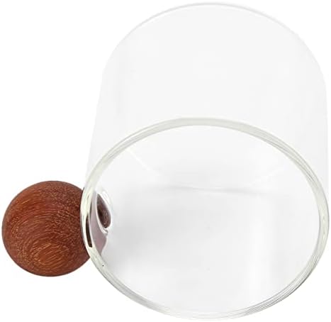 Aramox Glass Coffee Cup Clear Glass Coffee Mug with Wooden Handle 120ml High Borosilicate Heat Round for Milk Office Bar Party (Clear) - Image 7