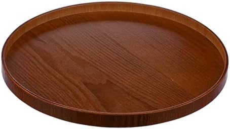 Round Trays Home Decor, 11.8" Large Round Wood Tray for Ottoman, Large Tray for Ottoman Coffee Table Candle Holder, Wooden Serving Decorative Trays for Home Kitchen Office Organizer by JIMMYLUCKY