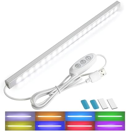 RGB Light Bar with Color Memory & Dimmable Brightness for Monitor/Desk, Under Cabinet Lights with 8 Colors & Dynamic Modes, Magnetic Installation for Kitchen, Room, Shelf, USB Powered by AXHHTVCGY