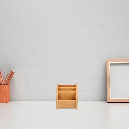 SEWACC Wooden Desk Organizer Pen Holder for Desk, Brown Minimalist - Image 5