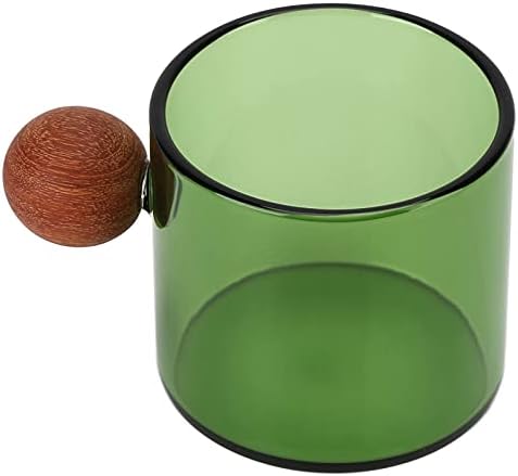 Clear Glass Coffee Cup Heat Wooden Handle for Office Home Use 120ml (Green) - Image 2