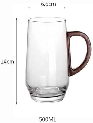 Glass Mug with Wooden Handle, Clear Borosilicate Glass Cup for Tea, Latte, Espresso Coffee and Juice, 17.6oz/500ml(Gris) - Image 2
