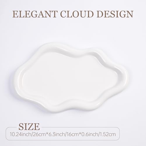 Ceramic Jewelry Large Decorative Cloud Tray, Trinket Dish (White) - Image 2