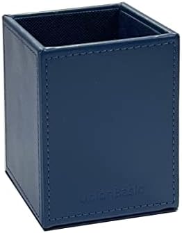 UnionBasic Square Pen Holder, Leather Pencil Cup, Desktop Caddy Stationery Organizer, True Blue - Image 7