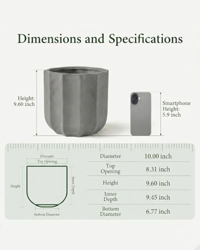 10 Inch Ceramic Plant Pot for Indoor Plants with Drainage Hole - Image 6