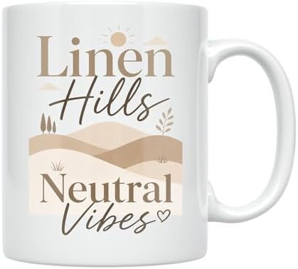Minimalist Coffee Mug - Linen Hills Neutral Vibes - 11 oz White Ceramic - Neutralcore Aesthetic - Image 2