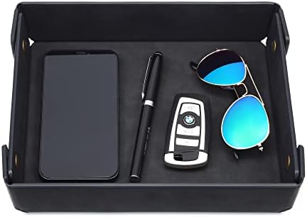 CASIRENA Faux Leather Valet Tray Organizer for Men - Catch-All Tray for Entryway Table Key, Wallet, Watch, Coin Change, Phone, Dresser EDC Dump Jewelry, Bedside Nightstand Desk-top by CASIRENA