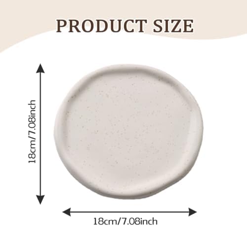 Ceramic Jewelry Tray, Irregular Cloud Shape Ceramic Plate Modern Stylish Storage Tray for Women, Room Decor Aesthetic (White Round) - Image 2