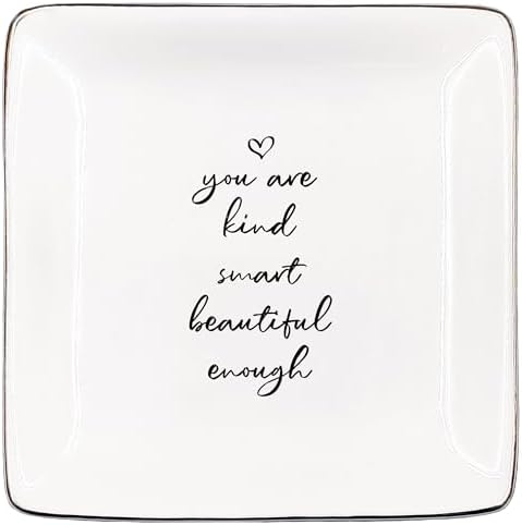 Inspirational Gifts Jewelry Tray, Positive Affirmation Encouragement Gifts Ceramic Jewelry Dish Tray for Rings & Earring for Women, You Are Motivational Ring Trinket Dish for Women by Unknown