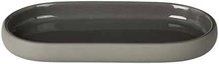 blomus SONO Modern Bathroom Countertop Oval Tray Organizer - Ceramic Soft Touch - Satellite (Taupe) by blomus
