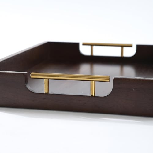 Joy&Grace Acacia Wood Ottoman Tray with Handles 16.7" x 12.8" - Image 6