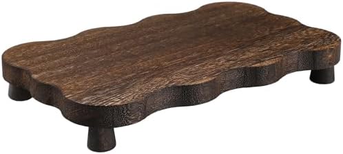Amyhill Wood Pedestal Stand Riser Decor,Scalloped,Dark Brown,12 X 7 Inch by Amyhill