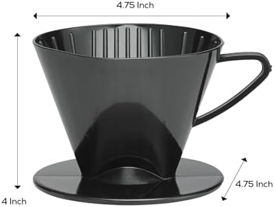 Fino Pour-Over Coffee Brewing Filter Cone, Number 2-Size, Black, Brews 2 to 6-Cups - Image 3