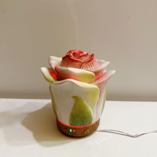 Ceramic Hand-Painted Rose Essential Oil Diffuser ，80 ml Timers Night Lights and Auto Off Function Home Office Humidifier (Champagne) - Image 4