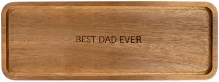Best Dad Ever Wooden Tray, Rectangular Wood Serving Tray Decorative Tray for Coffee Table, Snacks, Drinks, Home Decor (11.4 x 4.1 x 0.6 in) by TJPOP