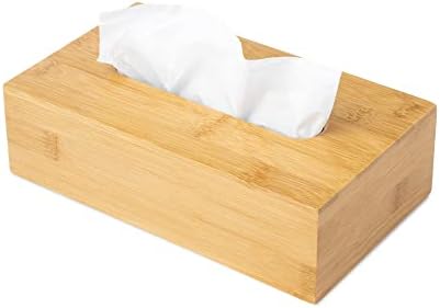 JUSK Design Tissue Box Holder - Modern, Minimalist, and Durable Wooden Tissue Box with Sliding Bottom, Easy-Refill- Premium-Quality Bamboo Tissue Box Cover, Fits 120-Count Box, Short Rectangular by JUSK